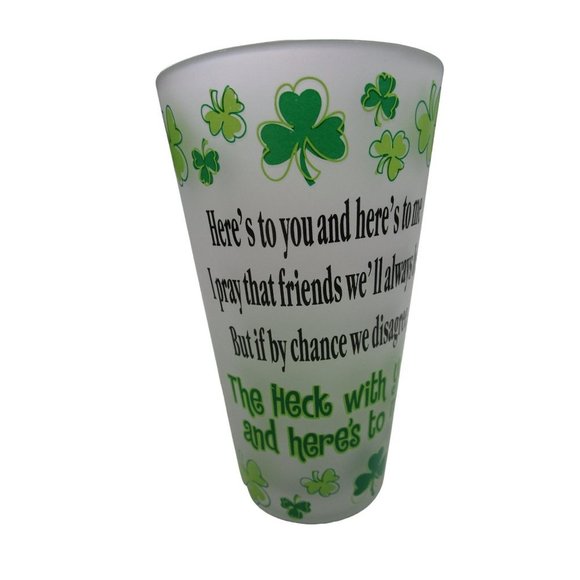 Irish Novelty Toast Frosted Pint Glass St Patricks Day Beer GUC Minor Flaw - Picture 3 of 10